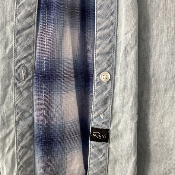 Rails Button Down - Chambray w/ Blue Plaid - Picture 2 of 6